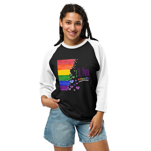 Pride in St. Pete - Love Wins - 3/4 sleeve raglan shirt