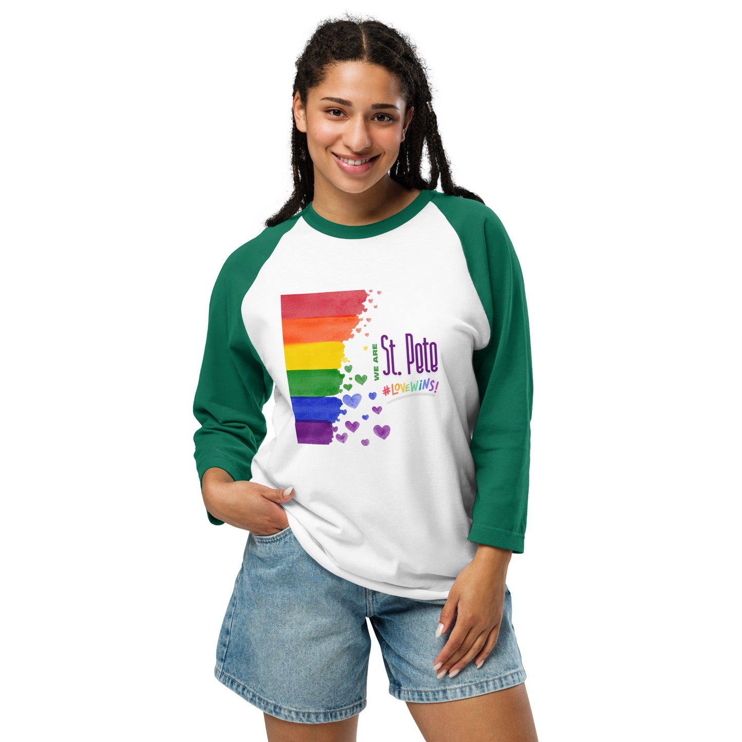 Pride in St. Pete - Love Wins - 3/4 sleeve raglan shirt